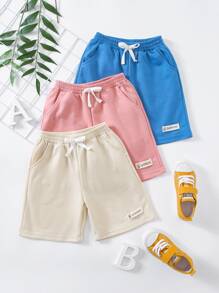 小男童3入組字母補丁細節前蝴蝶結短褲 - 彩色 - 查看 1