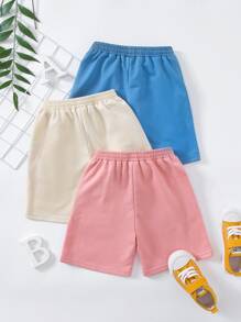 小男童3入組字母補丁細節前蝴蝶結短褲 - 彩色 - 查看 2