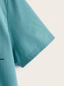 SHEIN 男孩遊戲安慰圖案T恤 - 青碧色 - 查看 4