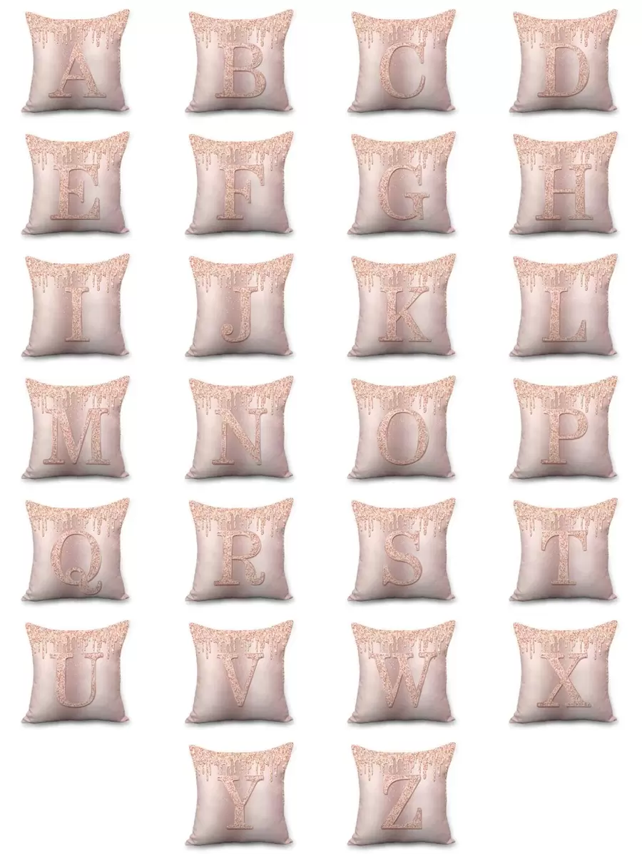 1入組字母圖案靠墊套不附帶墊芯 - 粉色 - 查看 1