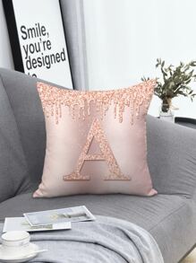 1入組字母圖案靠墊套不附帶墊芯 - 粉色 - 查看 2