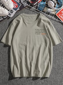 Manfinity EMRG Hombres Camiseta con slogan con con estampado de dibujos animados - Caqui - Ver 2