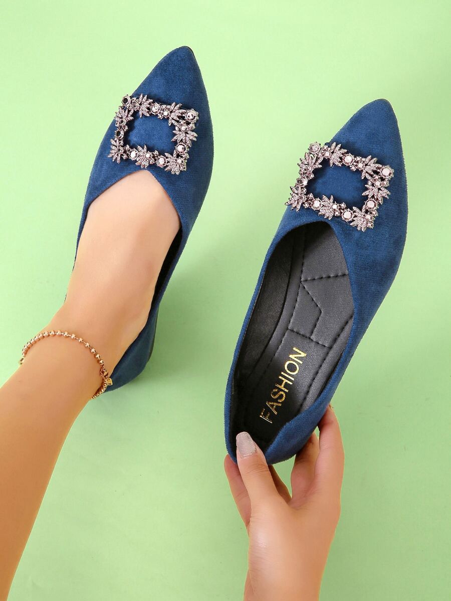 Zapatillas slip on con diseño de diamante de imitación - Azul - Ver 1