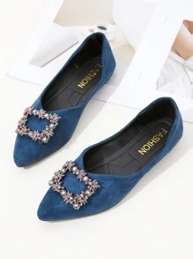 Zapatillas slip on con diseño de diamante de imitación - Azul - Ver 2