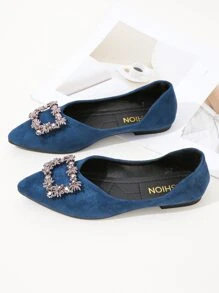 Zapatillas slip on con diseño de diamante de imitación - Azul - Ver 3