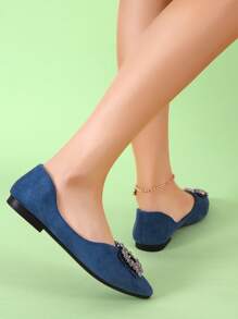 Zapatillas slip on con diseño de diamante de imitación - Azul - Ver 4