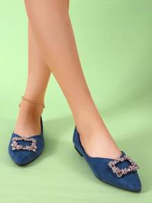 Zapatillas slip on con diseño de diamante de imitación - Azul - Ver 5