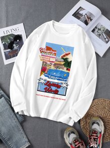 Manfinity Men Car And Slogan Graphic Sweatshirt - White - View 1