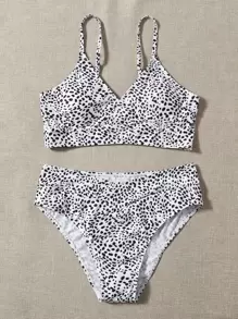 Bikini in họa tiết Dalmatian cho bãi biển mùa hè - Đen và trắng - Xem 1