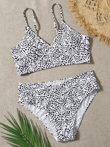 Bikini in họa tiết Dalmatian cho bãi biển mùa hè - Đen và trắng - Xem 5