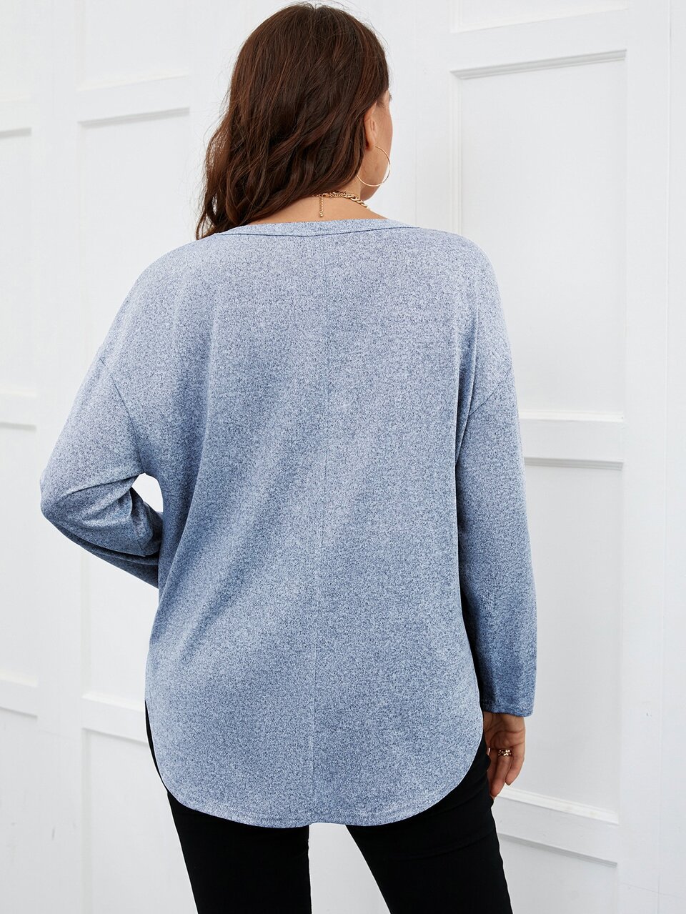 Plus Solid Asymmetrical Hem Tee