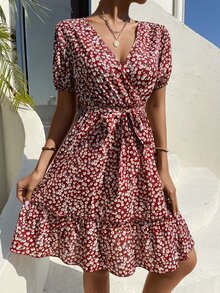 Đầm Thắt lưng Viên lá sen Trọn gói Họa tiết hoa Boho - Nhiều màu - Xem 2