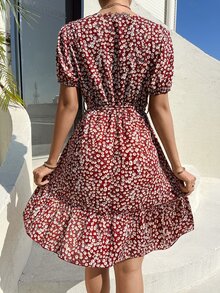 Đầm Thắt lưng Viên lá sen Trọn gói Họa tiết hoa Boho - Nhiều màu - Xem 3