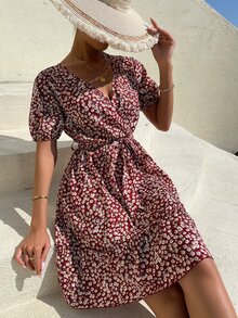 Đầm Thắt lưng Viên lá sen Trọn gói Họa tiết hoa Boho - Nhiều màu - Xem 5