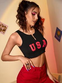 Áo hai dây Lá thư Giải trí - màu đen - Xem 4