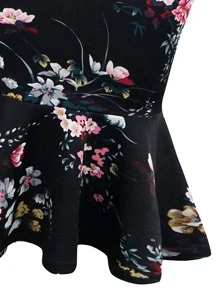 Váy Plus Size Viên lá sen Hoa Thanh lịch - màu đen - Xem 3