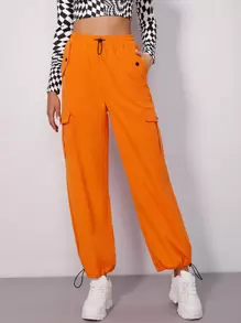 SHEIN Pantalones cargo neón naranja - Naranja - Ver 4