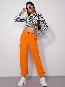 SHEIN Pantalones cargo neón naranja - Naranja - Ver 2