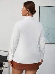 SHEIN Privé Plus Pocket Patched Solid Shirt - White - View 2