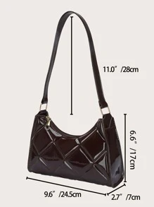 Artificial Patent Leather Quilted Bag - Chocolate Brown - View 3