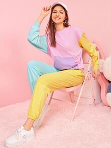 SHEIN Bộ đồ hai mảnh nữ Túi Khối Màu Sẵn sàng - Nhiều màu - Xem 2