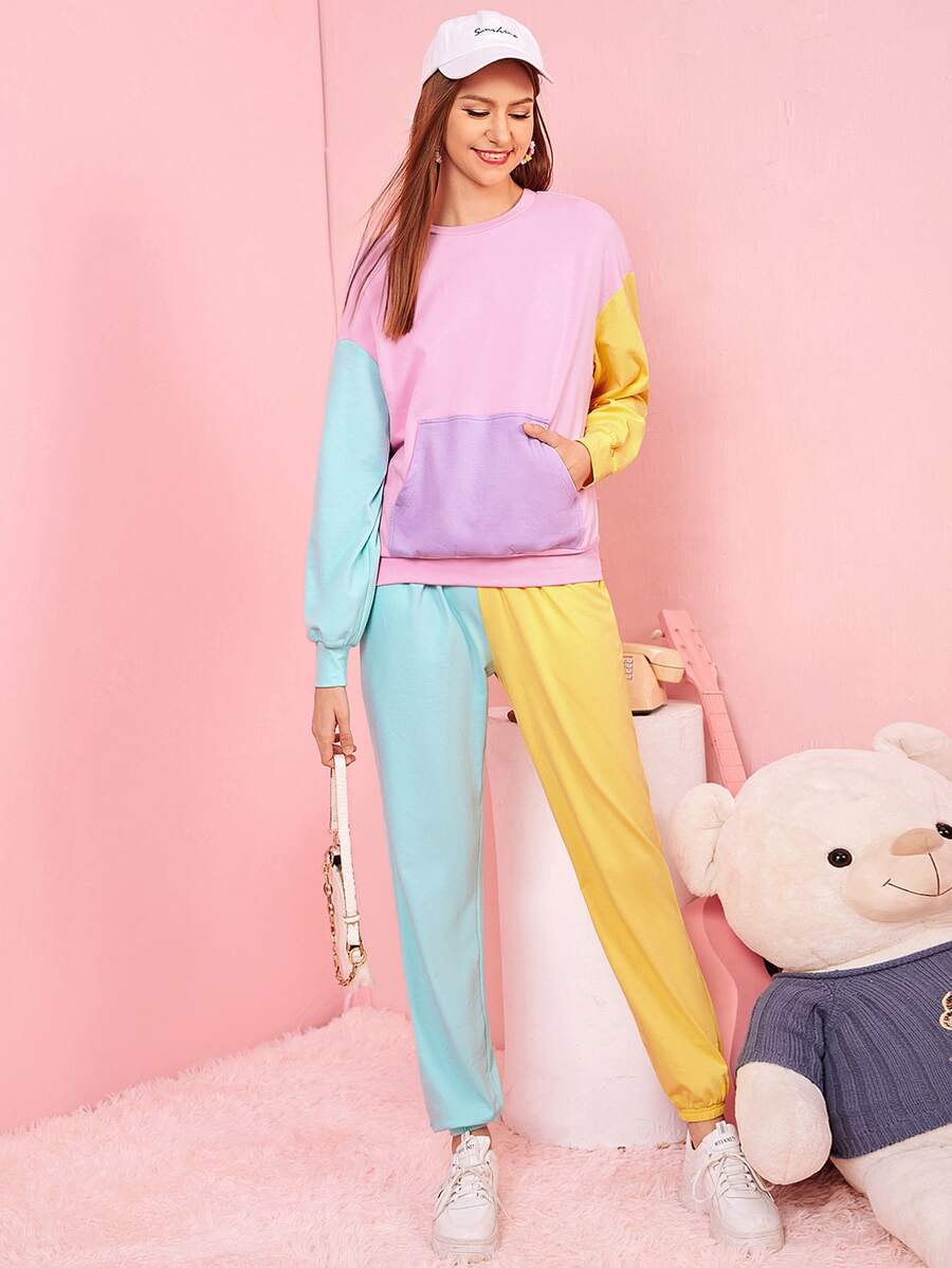 SHEIN Bộ đồ hai mảnh nữ Túi Khối Màu Sẵn sàng - Nhiều màu - Xem 1