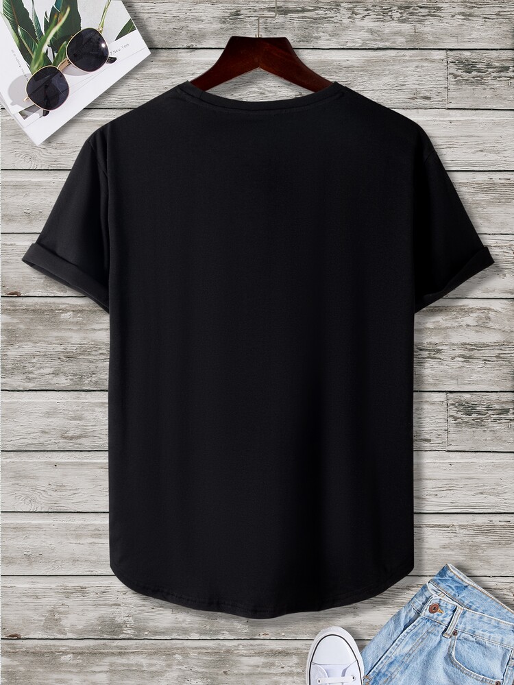 Manfinity Tops Nam Cao thấp Hoạt hình Giải trí - màu đen - Xem 2