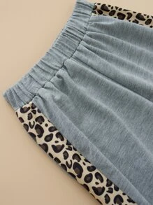 Girls Leopard Contrast Side Seam Hoodie & Joggers - Grey - View 5