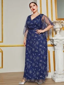Modelyn Vestido de vestir luna con con estrella de malla - Azul Marino - Ver 3
