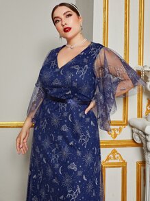 Modelyn Vestido de vestir luna con con estrella de malla - Azul Marino - Ver 4