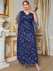 Modelyn Vestido de vestir luna con con estrella de malla - Azul Marino - Ver 6