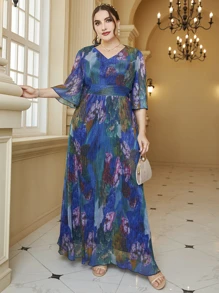 Modelyn Váy tay bướm họa tiết hoa cỡ lớn - Nhiều màu - Xem 4