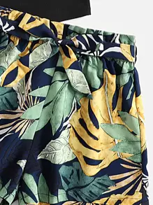 SHEIN Dwuczęściowe Ubrania Dziewczęce Z paskiem Tropikalny Boho - Wielokolorowe - Zobacz 3