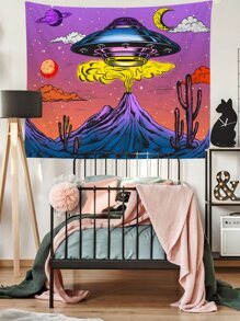 1 pieza Tapiz astronave & con estampado de planeta - Multicolor - Ver 6
