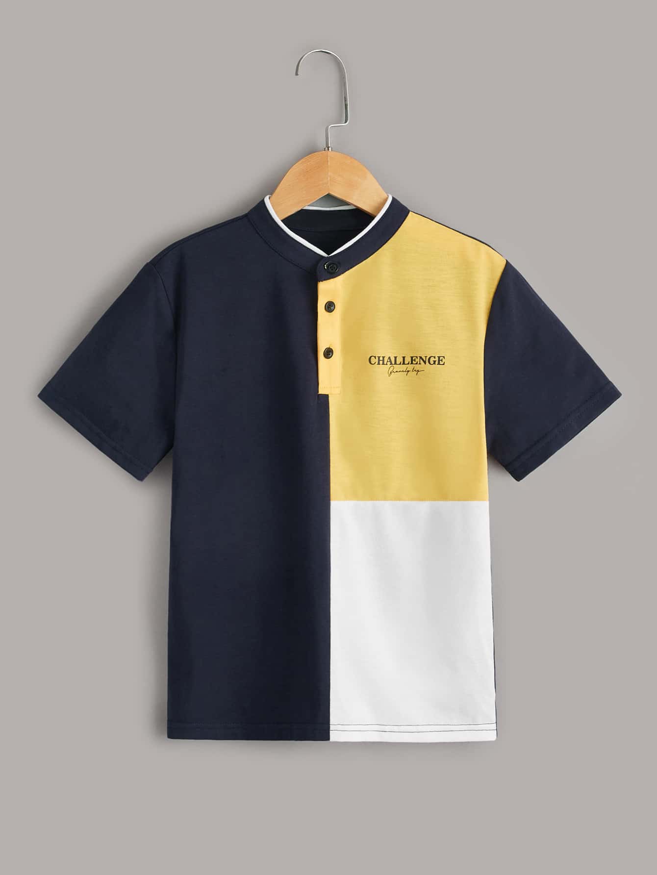 SHEIN 男孩撞色字母圖案POLO衫 - 彩色 - 查看 1