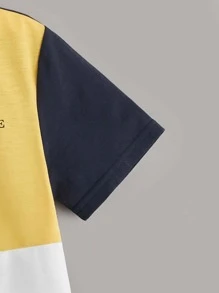 SHEIN 男孩撞色字母圖案POLO衫 - 彩色 - 查看 3