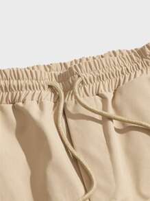 Manfinity VCAY 男士字母圖案側條紋長褲 - 卡其色 - 查看 3