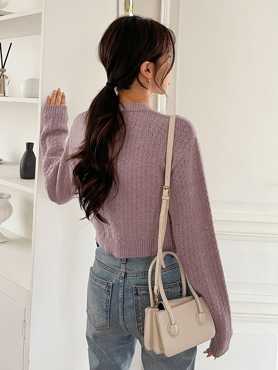 Drop Shoulder Cable Knit Cardigan,Fall Clothes Jacket