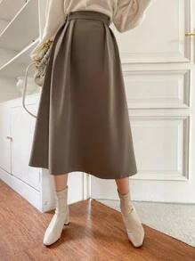 DAZY 高腰褶饰半身裙，返校服