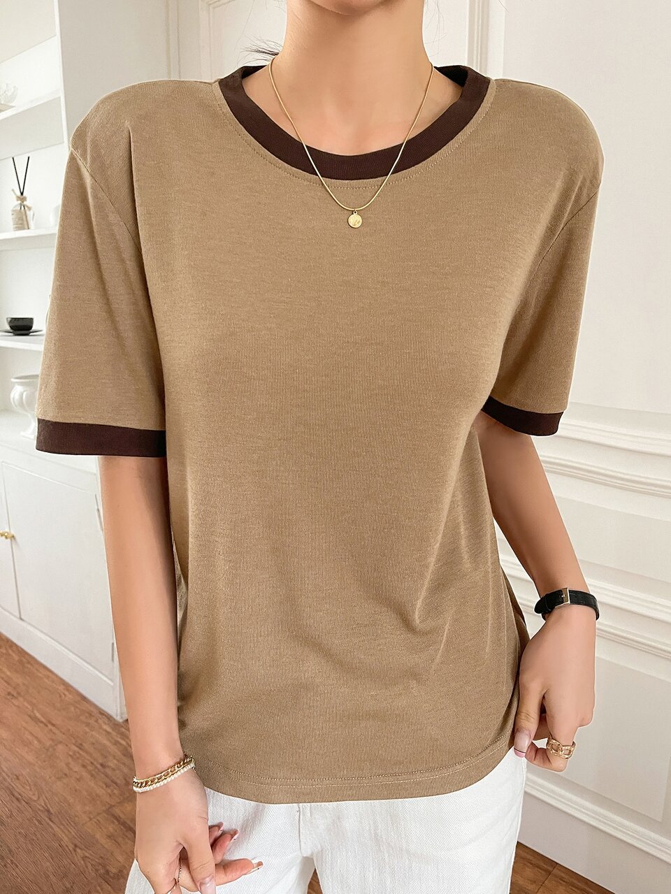 Contrast Trim Ringer Tee