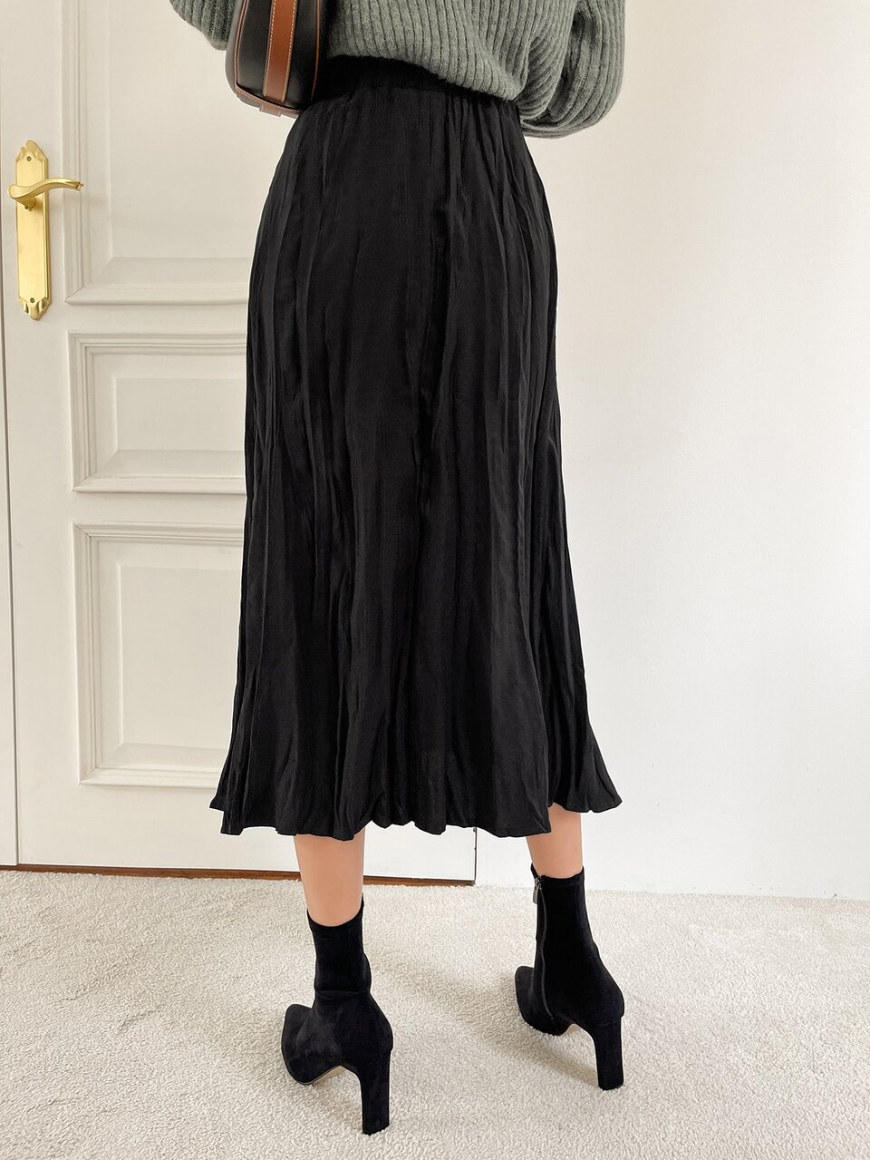 High Waist Solid A-line Skirt