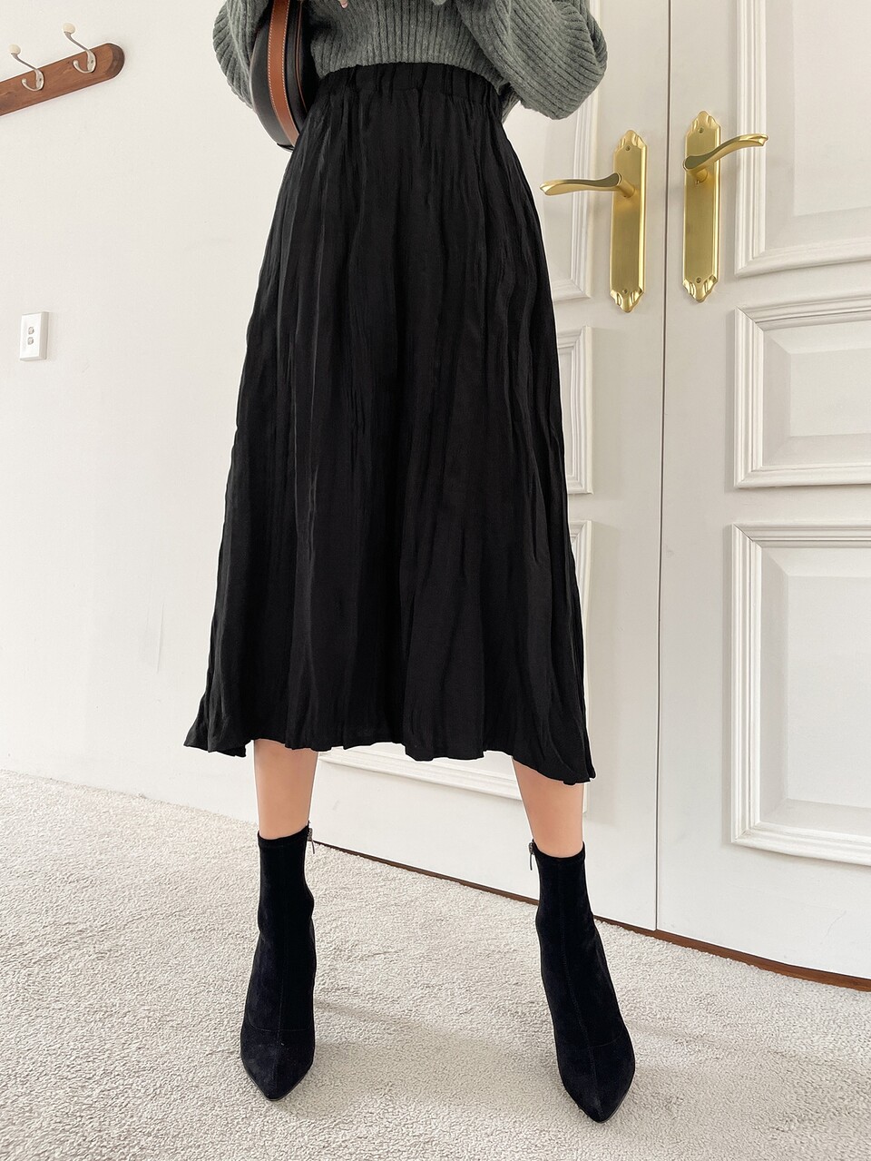 High Waist Solid A-line Skirt