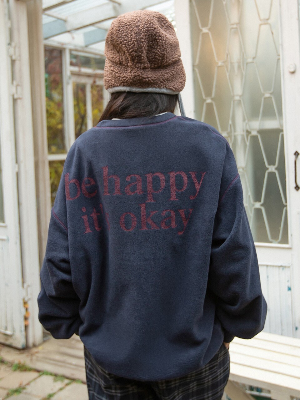 Letter Graphic Drop Shoulder Fleece Oversized Sweatshirt Without Tee