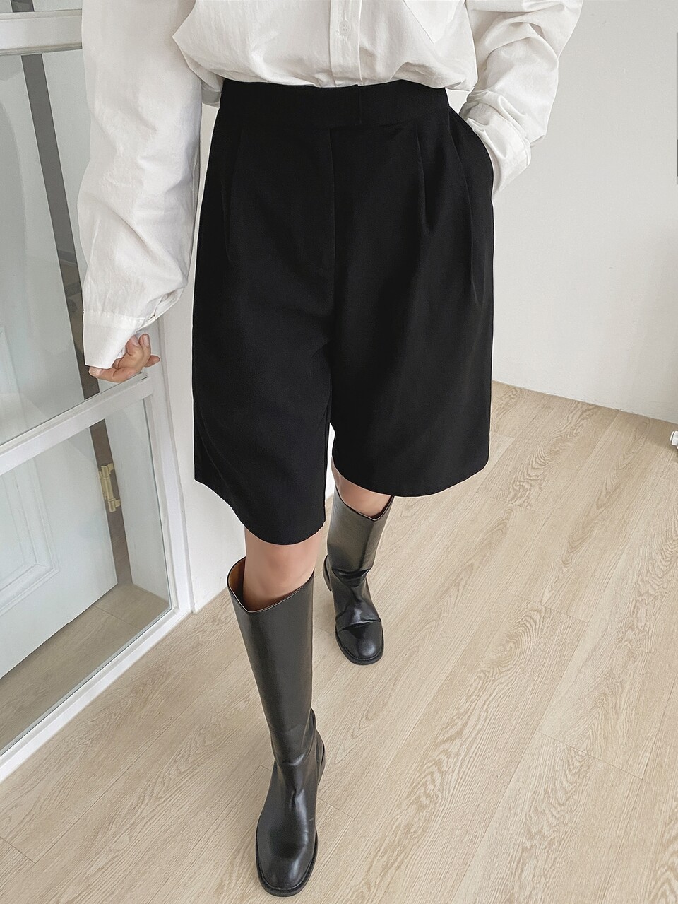 High Waist Slant Pockets Shorts Fall