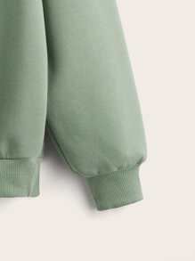 SHEIN Teen Girls' Casual Pullover Hooded Sweatshirt With Wave Print, Long Sleeve - Mint Green - View 4