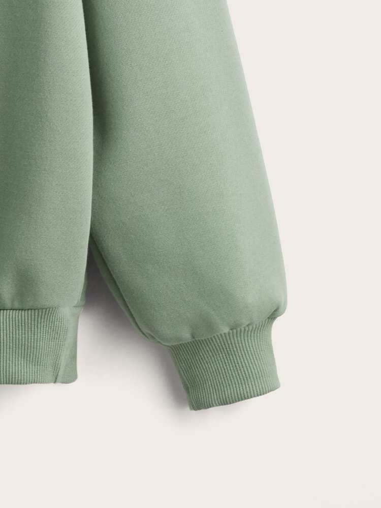 Teen Girls' Casual Pullover Hooded Sweatshirt With Wave Print, Long Sleeve