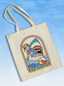 Stevenrhodes Cartoon Graphic Shopper Bag, Tote Bag Large, Best Fall Inspo Ideas - Beige - View 1