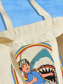 Stevenrhodes Cartoon Graphic Shopper Bag, Tote Bag Large, Best Fall Inspo Ideas - Beige - View 3