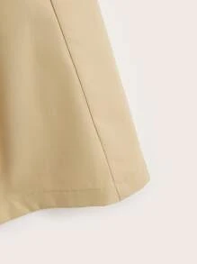 SHEIN Leap Crew Tween Girl Paperbag Waist Flare Skirt - Khaki - View 4