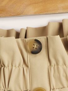 SHEIN Leap Crew Tween Girl Paperbag Waist Flare Skirt - Khaki - View 3